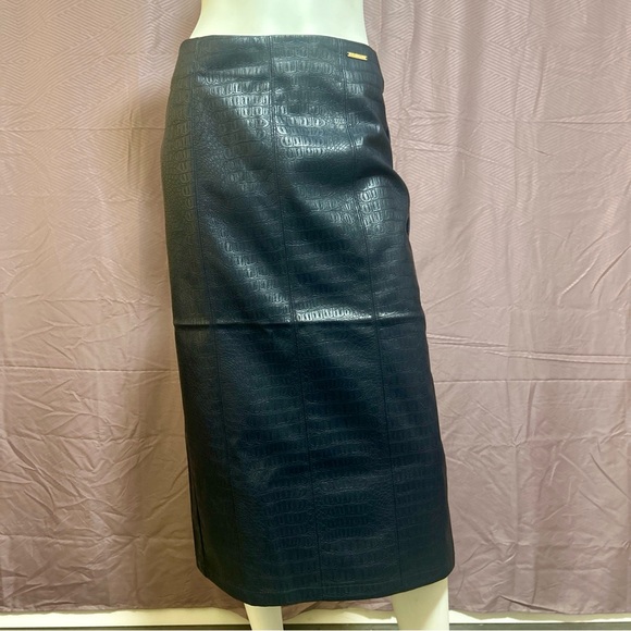 Mark New York Crocodile Embossed Pencil Skirt Dark Navy NWT XS Stretch - Picture 14 of 14